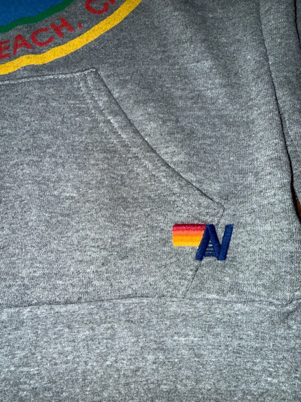 Aviator Nation Laguna Grey Hoodie with Rainbow Surf Logo XS - Picture 3 of 7